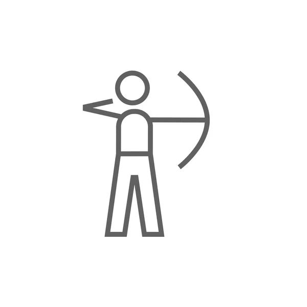 Entrenamiento de arquero con arco icono de línea . — Vector de stock