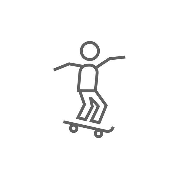 Uomo a cavallo su skateboard icona linea . — Vettoriale Stock