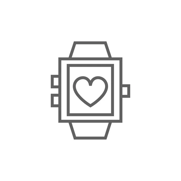 Smartwatch with heart sign line icon. — Stock Vector