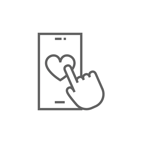 Smartphone with heart sign line icon. — Stock Vector