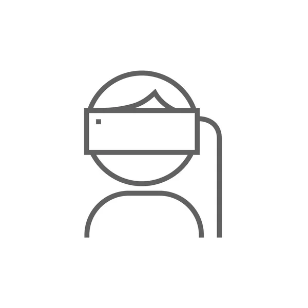 Uomo indossando l'icona della linea auricolare realtà virtuale . — Vettoriale Stock