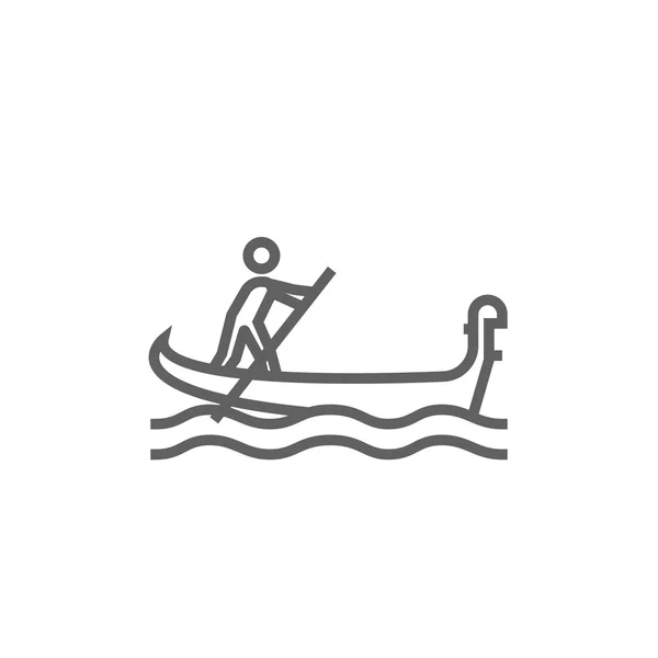 セーラー手漕ぎボート線アイコン. — ストックベクタ