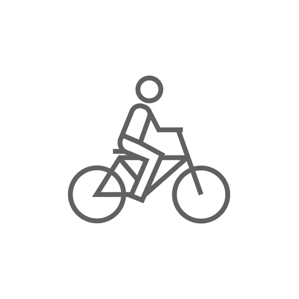 Man riding bike line icon. — Stock Vector