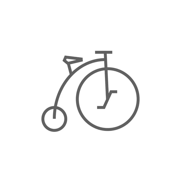 Bicicleta vieja con icono de línea de rueda grande . — Vector de stock