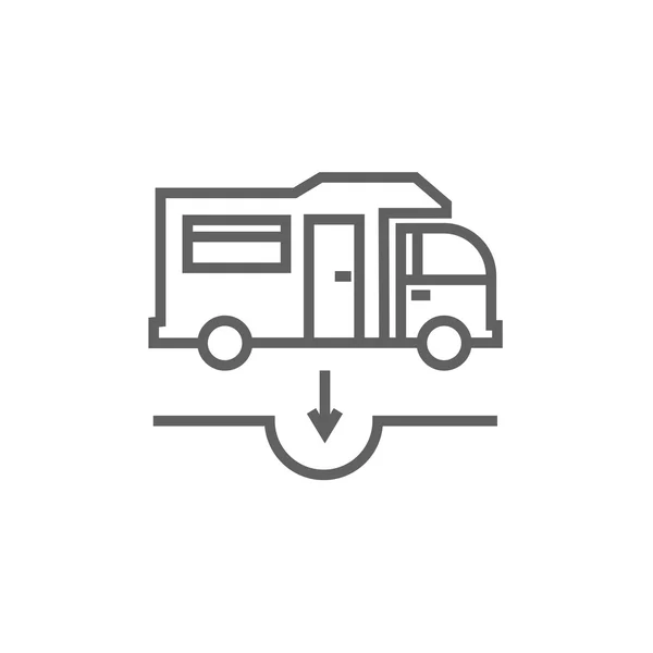 Motorhome and sump line icon. — Stock Vector