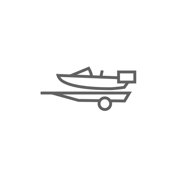 Boat on trailer for transportation line icon. — Stock Vector