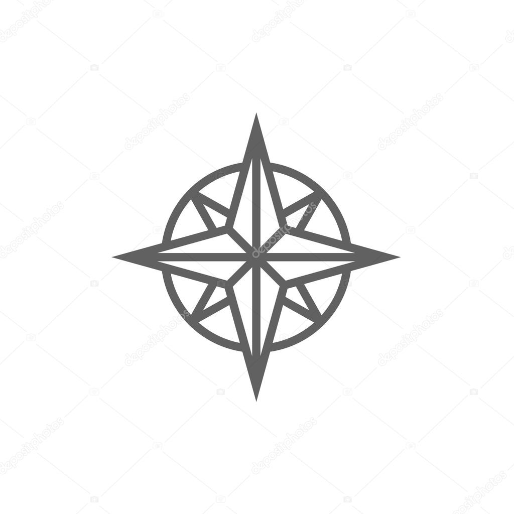 Compass wind rose line icon.