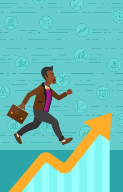 Man running on growth graph.