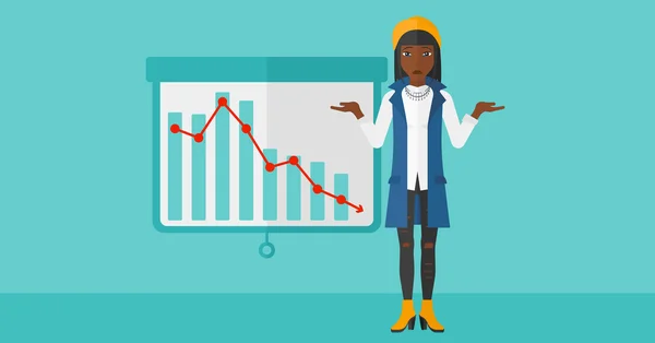 Woman with decreasing chart. — Wektor stockowy