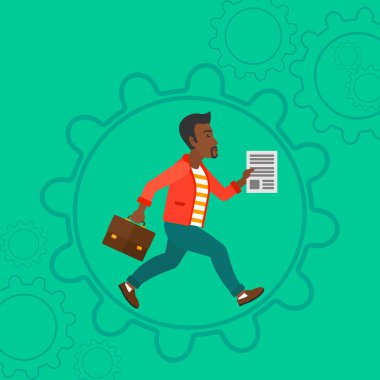 Man running inside the gear.