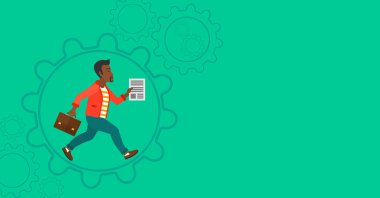 Man running inside the gear.