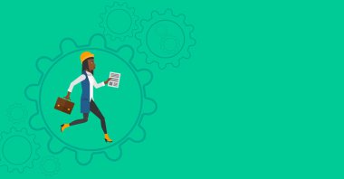 Woman running inside the gear.