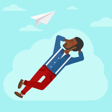 Bulut üzerinde rahatlatıcı işadamı.