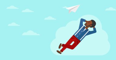 Bulut üzerinde rahatlatıcı işadamı.