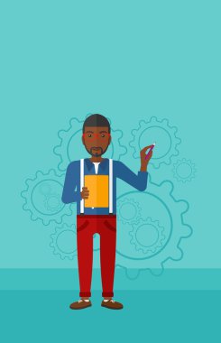 Gears'ı arka plan üzerinde duran adam.