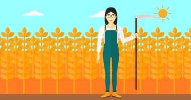 Çiftçi tırpan ile sahada.