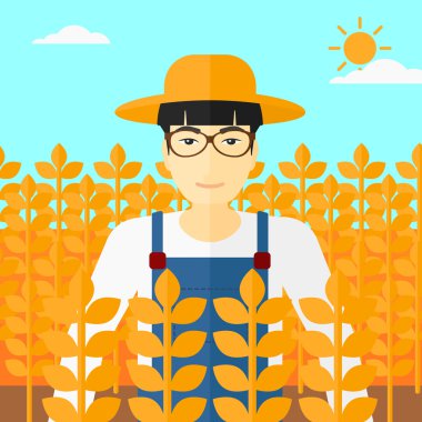 Buğday tarlasında bir adam.