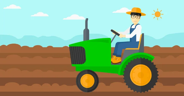农民驾驶拖拉机. — 图库矢量图片