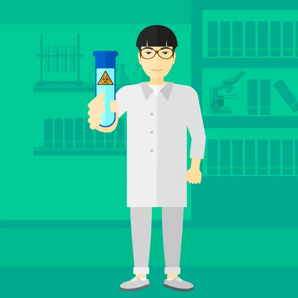 Laboratory assistant with test tube. — Stock Vector