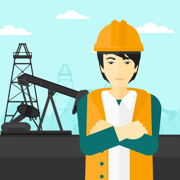 Trabajador petrolero confiado . — Vector de stock