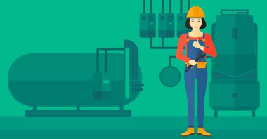 Somun anahtarı ile neşeli repairer.