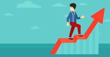 Ayaklanma grafik üzerinde duran adam.