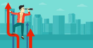 Spyglass yükselen oku adam.