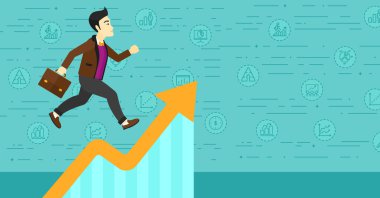 Man running on growth graph.