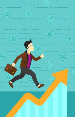 Man running on growth graph.