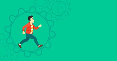 Man running inside the gear.