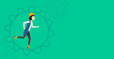 Woman running inside the gear.