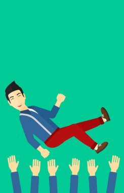 Kutlama sırasında başarılı iş adamı.