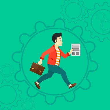 Man running inside the gear.