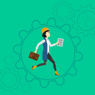 Woman running inside the gear.