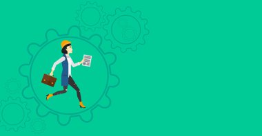 Woman running inside the gear.