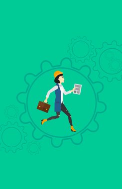 Woman running inside the gear.