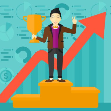 Kaide üzerinde neşeli adam.