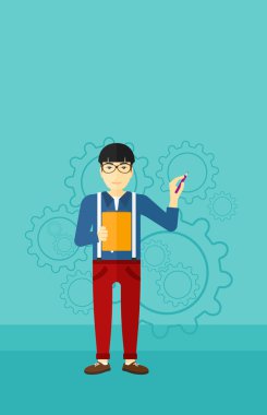 Gears'ı arka plan üzerinde duran adam.