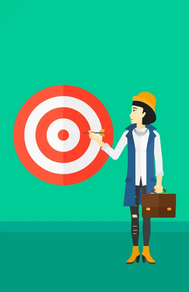 Business woman with target board. — Stockvector