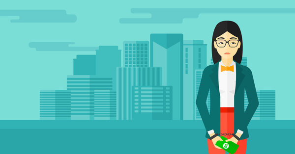 Woman handcuffed for crime.