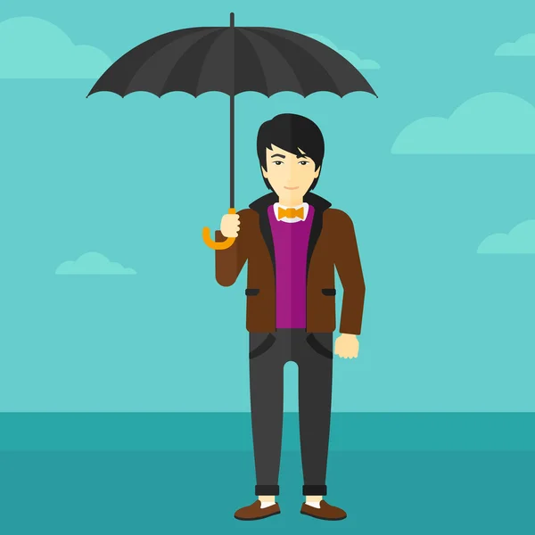 Homme d'affaires debout avec parapluie . — Image vectorielle
