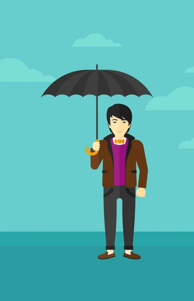 Businessman standing with umbrella. — Stock Vector