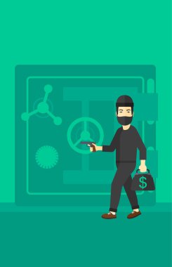 Güvenli yakınındaki silahlı soyguncu.