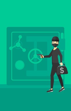 Güvenli yakınındaki silahlı soyguncu.