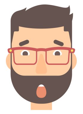 Açık ağız korkmuş adamla.