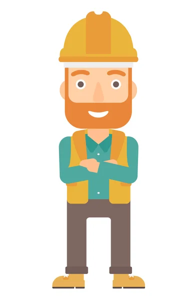 Friendly builder with arms crossed. — Stock Vector