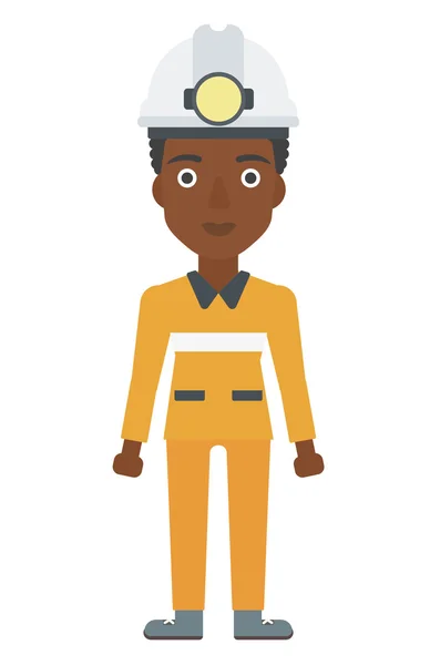 Confident miner in hardhat. — Stock Vector