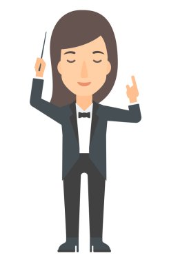 Onun baton ile yönetmenlik iletken.