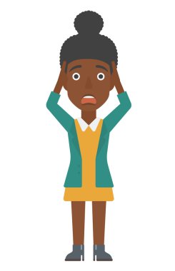 Umutsuz onun kafasından tutarak kadın.