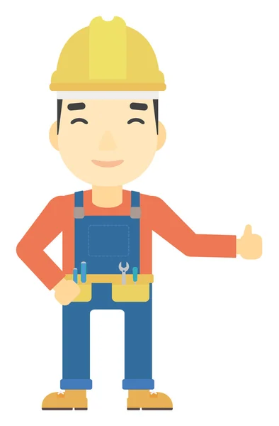 Builder showing thumbs up. — Stock Vector